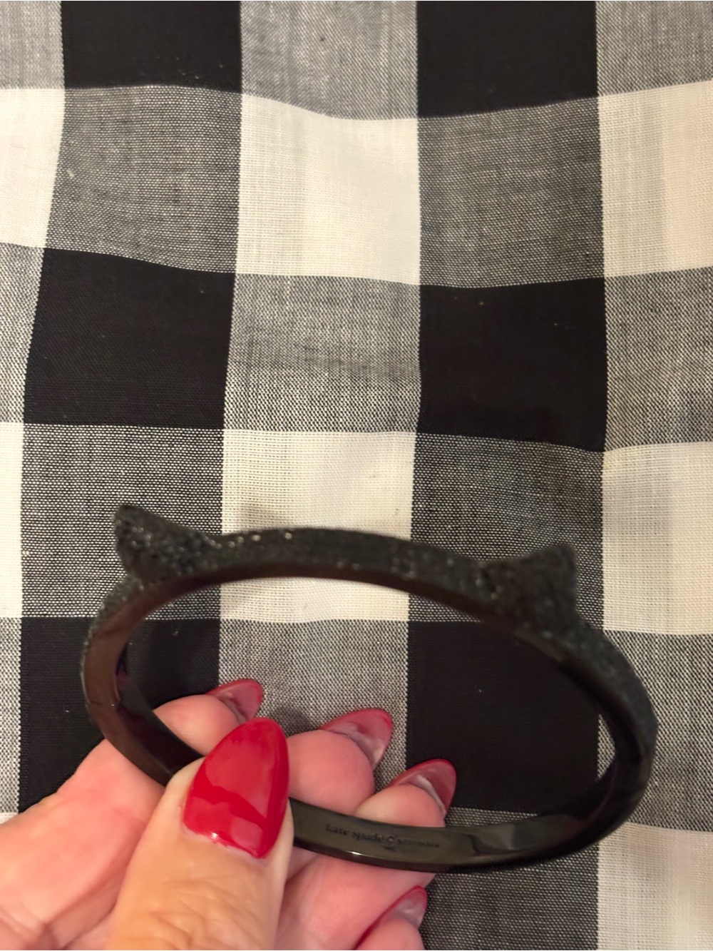 kate spade black cat ear resin bangle